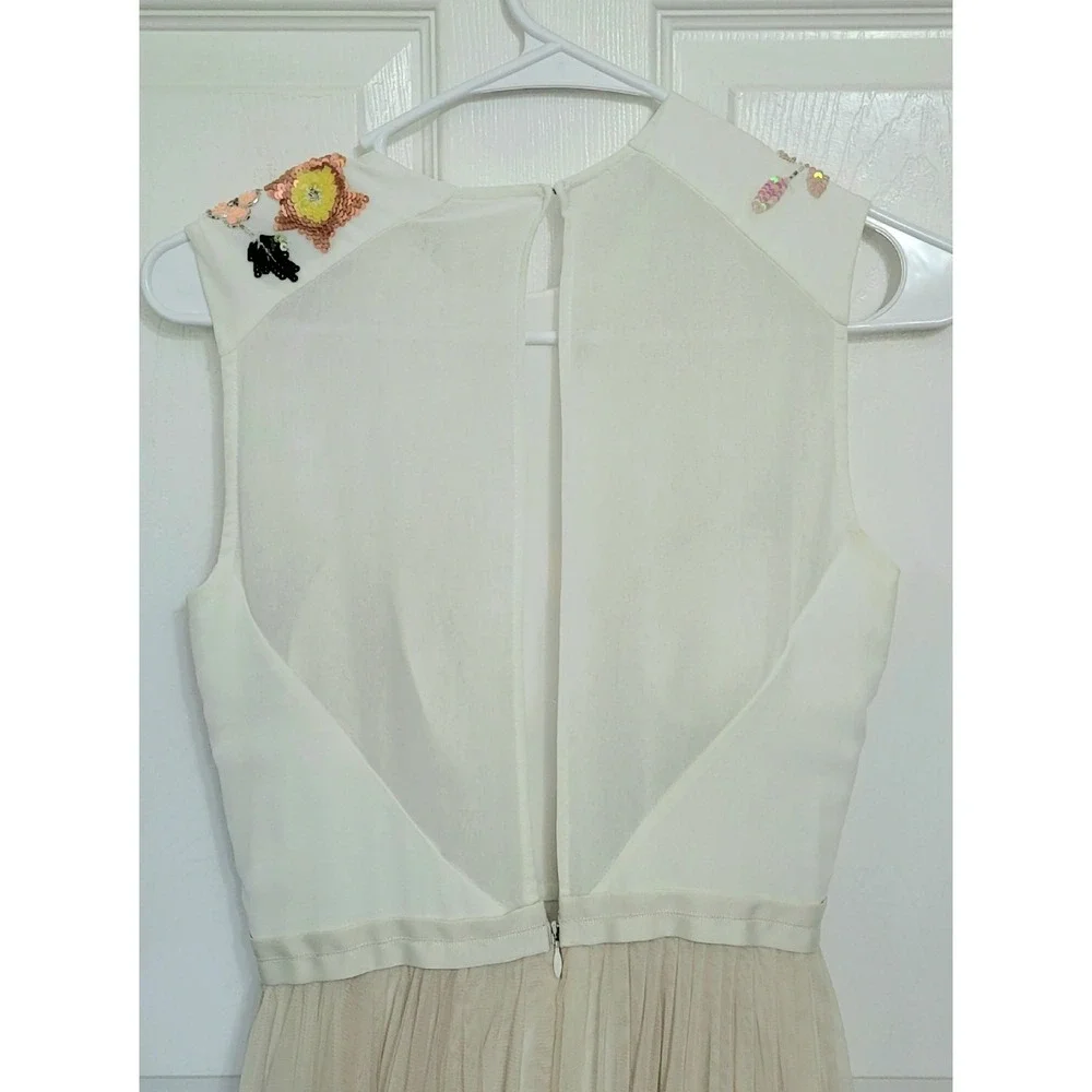 Needle & Thread Trailing Floral Maxi Dress Cream Sequin Tulle Gown US Size 4 - Picture 5 of 10